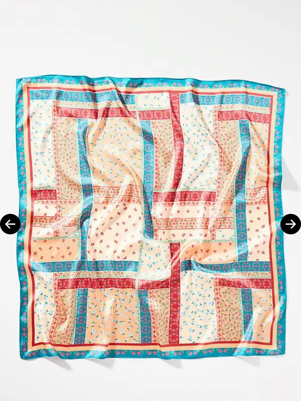 Anthropologie Floral Striped Silk-Feel Scarves Teal Orange NEW - Picture 5 of 5